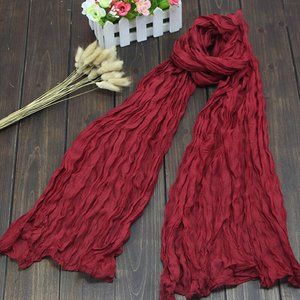 Lightweight Summer Scarf Wrap Sheer Cotton Dark Red Deep Red NEW SALE 2 FOR 15